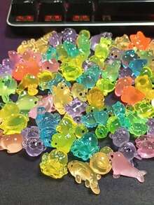 Miniatur Hewan Resin Bercahaya (Membutuhkan Sinar UV di Siang Hari Agar Bersinar di Malam Hari) Bebek/Lumba-lumba/Katak/Kelinci/Kura-kura [Tidak Terbatas pada Model yang Ditampilkan di Gambar] Cocok untuk Taman/Pesta/Lanskap Mikro/Akuarium/Dekorasi - MultiWarna - View 11