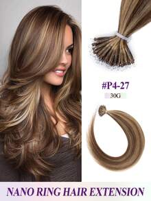 Nano Ring Hair Extensions, Natural Black, 12-22 Inches, Silky Straight Remy Human Hair, Micro Nano Ring Bead Hair Extensions For Women - Multicolor - View 52