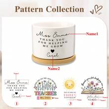 1pc Customized Name Teacher Flower Pot, "Thank You For Helping Me Grow" Personalized Gift, Teacher Desk Decor, End Of School Year Handmade Gift, Back To School Gift, First Day Of School Gift, Gift For Teacher - White - View 6