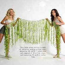 Artificial Weeping Willow Vine Curtain, Hanging Vine, UV Resistant Privacy Screen, Suitable For Balcony Patio Party Decoration - Multicolor - View 2