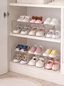 Transparent Plastic Shoe Rack - Space-Saving, No Assembly Required, Multi-Layer Floor Shoe Cabinet, Durable Transparent Storage Rack, Suitable For Entryway, Closet, Home Storage, Layered Storage System, Easy To View, Practical Storage Rack - Multicolor - View 2