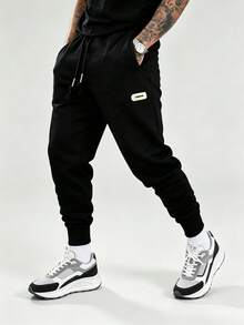 Men's Street Casual Slim Fit Jogger Pants - Black - View 1