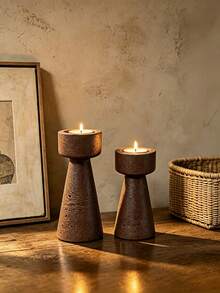 1pc/2pcs Minimalist Tall Tapered Pillar Candle Holder Set, Stable Slot Top Tea Light Candle Holder, Table Centerpiece Decor For Dining Table, Living Room, Wedding Party Home Decoration - Adjustable Height Post - View 1