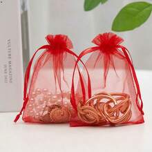 10/50pcs Organza Gift Bags, Jewelry Bags, Small Mesh Drawstring Bags, Wedding Gift Bags, Bracelet Packaging Bags, Transparent Jewelry Small Gift Bags - Multi-color - View 11