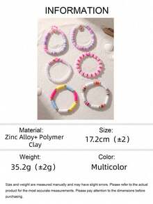 Set Gelang Anak Perempuan 6 Buah Berwarna-warni, Terbuat dari Tanah Liat Lembut, Manik-manik Mutiara Imitasi, dan Motif Bunga yang Manis, Cocok untuk Pemakaian Sehari-hari dan Sebagai Hadiah. - MultiWarna - View 5