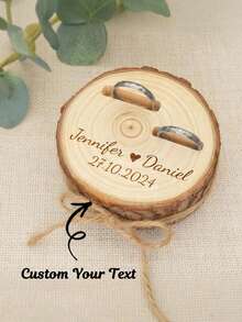 Personalized Wooden Ring Box, Customized Round Engagement Ring Box, Dual Ring Storage Box, Customized Wedding Accessories, Wedding Ring Box, Valentine's Day Gift, Gift For Her, Newlywed Couple Gift, Wedding Gift, Exquisite And Romantic - Multicolor - View 10