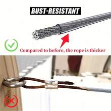 1pc Durable Stainless Steel Clothesline | Portable Laundry Drying Rope, Suitable For Indoor/Outdoor Use, Perfect For Camping, Bathroom And Dormitory, Pet Leash, Anti-Slip, Rust-Proof And Weather-Resistant, With Hook Accessories, Indoor/Outdoor Laundry Clothesline, Multi-Functional Steel Wire Rope - Multicolor - View 4