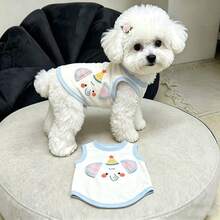 1PC Cute Pet Tank Top Soft Breathable Dog/Cat Cartoon 3D Elephant Ear Sleeveless T-Shirt Suitable For Spring And Summer Teddy Poodle And Other Small And Medium Sized Pet Clothes - White - View 4