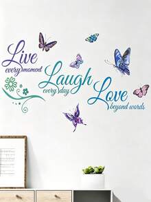 1 buah Stiker Dinding PVC Perekat Diri, Stiker Dinding Tahan Air dengan Slogan Kreatif dan Gambar Kupu-kupu untuk Ruang Tamu, Stiker, Stiker Dinding, Stiker Vinyl untuk Dekorasi Rumah, Item Dekorasi Musim Semi untuk Menyegarkan Rumah Anda - beraneka warna - View 1