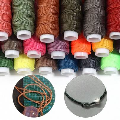 15m/Roll 0.8mm Polyester Round Waxed Thread, Colorful Morandi Color Palette, Handmade Sewing Cord For Bracelet, Necklace, Beaded DIY Jewelry Accessories, Keychain, Pendant, Clothing, Bags, Sewing Supplies