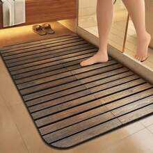 1PC Modern Dark Brown Wood Grain Diatomaceous Earth Bath Mat - Made Of Highly Absorbent Rubber Material, Quick-Drying And Non-Slip, Suitable For Bathroom, Kitchen, Living Room, Bar - A - View 11