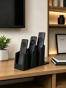 3-Slot Remote Control Storage Box, Black And White Color Scheme, Suitable For TV And Air Conditioner, Practical Desktop Organizer, Home Decor Essential, Back To School, Christmas, Halloween Gift - Multicolor - View 6