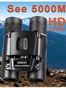 Teropong HD 300x25 yang Kuat, Pencitraan Jelas, Pembesaran 10x, Teleskop Mini Lipat Jarak Jauh 5000m, Lensa Optik BAK4 FMC, Cocok untuk Berburu, Olahraga, Berkemah di Luar Ruangan dan Bepergian - Hitam - View 8