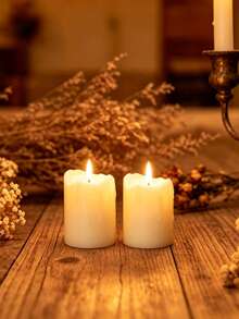 2pcs Cream White Tear-Shaped Simulated Electronic Candles, Battery Operated Smokeless LED Candle Lights, Romantic Candlelight Dinner, Christmas, Halloween Decoration Props - Off-white Dripping Candle - View 8
