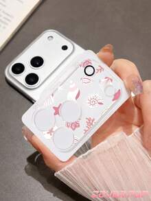 1 miếng phim bảo vệ ống kính camera họa tiết vỏ sò màu hồng, tương thích với iPhone 17Pro/17 Pro Max, làm từ kính cường lực, thiết kế phủ toàn diện, độ nét cao và trong suốt, chống trầy xước và chống vân tay, tương thích với ốp lưng điện thoại, dễ lắp đặt - Trong sáng - Xem 7