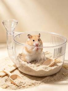1pc Large Transparent Hamster Sand Bath Box, Hamster Food Storage, Raised Design To Prevent Sand Splashing During Bathing, Resting And Playing, Transparent For Easy Observation, Female Hamster Breeding Box, Hamster Fighting Isolation Box - Large - View 2