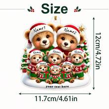 客製化小熊家庭聖誕裝飾品，個性化節日吊飾，經典節慶熊風格，可客製 3-8 個名字的聖誕牆飾，可客製化聖誕樹掛飾，家庭紀念品，2026 節日禮物，2D 平面，家庭 - 風格E - 查看 2