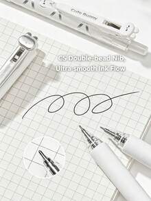 4 Boxes Cute Rabbit Shape Retractable Neutral Pens, Quiet Press Fast-Drying Black Ink Pens, CS Nib, Aesthetic Design 0.5mm Water-Based Pens, Suitable For Students Exams And Notes, School Supplies, Back To School Season - Multiple Options Available - View 4