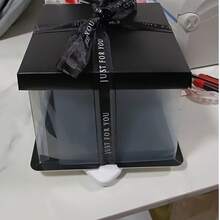 1pc Transparent Gift Box - Artificial Rose Bear Packaging Box - DIY PVC Transparent Gift Box - Wedding And Birthday Decoration (Includes Ribbon) - Black - View 17