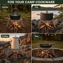 Foldable Campfire Tripod, Thick Galvanized Steel Triangle Stable Pot Hanging & BBQ Rack, No Assembly Required, Ready To Use, Suitable For Outdoor Camping, Picnic & Cooking - Multicolor - View 5