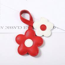 1Pc PU Leather Flower Bag Charm, Color‑Block Floral Pendant, Backpack & Handbag Hanging Decoration, Christmas Gift - Multicolor - View 4