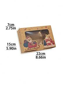 2pcs/5pcs/10pcs Brown Christmas Window Gift Boxes, Cute Snowman Penguin Santa Claus Boxes, Suitable For Holiday Snacks, Cookies And Candies, Perfect For Christmas Party Favors - View 2