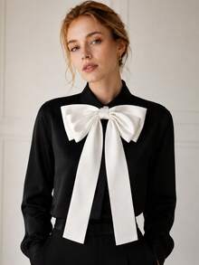 1pc Fashion Casual Versatile Women's Minimalist Solid Color Oversized Bowknot, Suitable For Banquet And Party Matching - Multicolor - View 4