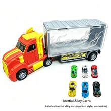 Mainan Truk Pengangkut Kontainer Inertia untuk Anak-Anak dengan Kabin Penyimpanan, Termasuk Mobil Balap Mini Paduan Logam, Model Kendaraan Angkut Barang Simulasi, Mainan Interaktif Orang Tua-Anak untuk Anak Laki-laki, Hadiah Ulang Tahun dan Liburan yang Ideal - MultiWarna - View 9
