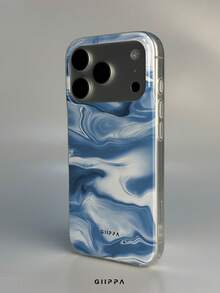 GIIPPA 1件 藍色漸層液態大理石流體圖案設計手機殼，適用於 Phone 17 Pro Max，兼容 Phone 16 Pro Max、15 Pro Max、14 Pro Max，韓系高端時尚趣味手機殼，適合 11/12/13/14/15/16 Pro Max Plus，男女皆宜的優雅設計，聖誕節、情人節、復活節、婚禮季和生日送給女友的完美禮物！ - 藍色 - 查看 3