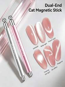 BORN PRETTY Pink Silver Dual-Tip Cat Eye Magnetic Rod Steel Ball Design Multi-Function Strong Magnetic Nail Polish Magnet Pen - Multicolor - View 6