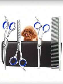 Professional Pet Grooming Scissors Set, Curved Scissors, Straight Scissors, Fringe Scissors, Nail Clippers, Thinning Scissors, Suitable For Cats, Dogs, Rabbits And Other Pets - Multicolor - View 3