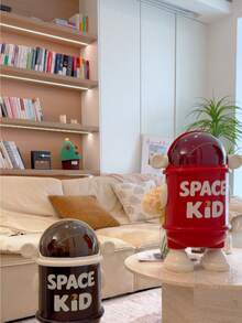 1pc Space Kid Astronaut Trash Can, Cute Red Cartoon Robot Design Garbage Bin, PET+ABS+PP Dual-Bucket Flip Lid Waste Container, Odor-Proof Tall Standing Rubbish Bin For Home Living Room Bedroom Kitchen Office - View 6
