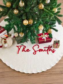 Personalized Christmas Tree Skirt, Family Christmas Tree Skirt, Customized Housewarming Gift, Christmas Home Decor, Christmas Decorations - Multicolor - View 3