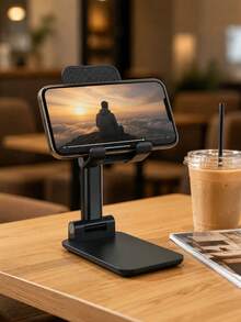 1pc Multi-Function Adjustable Angle Desktop Phone Stand, Stable Non-Slip Base, Hands-Free, Suitable For Watching Movies, Browsing Videos, Live Streaming, Online Classes, Lightweight And Portable, Home, Dorm, Office, Compatible With Multiple Phone Models, Practical Slouchy Phone Support Stand - Support - View 2