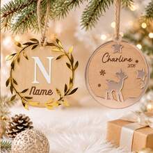 Ornamen Nama Awal Natal Kustom, Dekorasi Gantung Huruf A-Z yang Dipersonalisasi, Gaya Musim Dingin Rusa Rusa Pedesaan, Ornamen Gantung Dinding yang Disesuaikan, Dekorasi Pohon Natal yang Dapat Disesuaikan, Dekorasi Rumah Liburan, Hadiah Kenang-kenangan Natal 2026, Dekorasi Ruangan - Gaya A - View 7