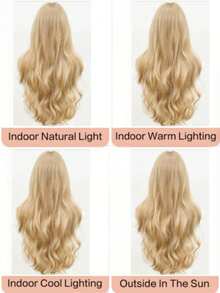 30 Inch Long Golden Wavy Wig Natural Loose Curly Synthetic Wig With Bangs For Women Daily Party Use - Multicolor - View 8