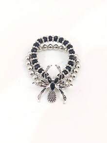 1 Set Halloween Black Spider Choker Jewelry Set, Exaggerated Short Choker Set, Bold Gothic Style Fashion Accessory, Women's Halloween Costume Gift - Black - View 4