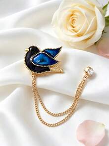 1pc Tassel Bird Brooch, Graceful Avian Pin, Retro Aesthetic, Unisex Lapel Decor, Brooches For Ladies Elegant, Fall Ornament For Events & Dressy Wear - Bird Style B - View 3