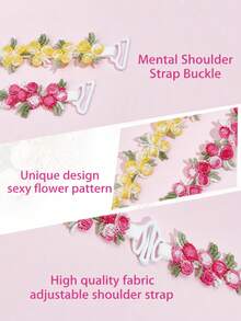 Women's Plus Size Sweet Floral Embroidered Lace Decorated Adjustable Spaghetti Straps, Suitable For Various Occasions - Multicolor - View 6