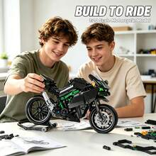 1:20Mechanical Racing Motorcycle Building Blocks Kit, 838 Pieces DIY Assemble Sport Motorbike Model, Simulated Chain Transmission & Rotatable Wheels, High Detail Collectible Desktop Decoration Toy, For 14+ Teens Adults, Holiday Birthday Present - Multicolor - View 3