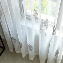 1 rèm cửa mỏng thêu hình cây nhỏ theo phong cách Bắc Âu, thiết kế túi thanh, tươi mát và ngọt ngào - Nhiều màu - Xem 9
