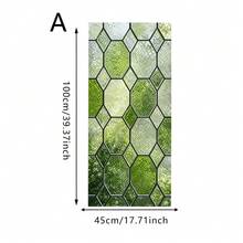 1/2pcs Stained Glass Privacy Window Film, Geometric Green Static Glass Cling, Non-Adhesive Control Frosted Decal For Bathroom Home Office Window Decor - Green Geometric - View 14
