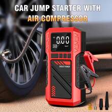 Portable Tire Inflator Air Compressor - Equipped With Digital Pressure Gauge; Multi-Function Car Battery Jump Starter, Vehicle Starter Kit - Suitable For Gasoline And Vehicles, Includes Multiple Adapters! Suitable For Cars, Motorcycles, Bicycles And Sports Balls - Wireless - View 8