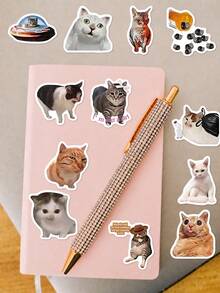 50/100Pcs PP Funny Cat Meme Stickers, Fun Patterns Of Viral Hilarious Cat Meme Images, Suitable For Journals, Water Bottles, Notebooks, Storage Boxes, Skateboards, Helmets, Luggage, Laptops, Guitars, Tablets, Power Banks, Folders, Gift Boxes - Multicolor - View 6