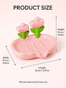 1pc Pink & White Floral Pattern Soap Dish, Flower-Shaped Soap Holder With Slanted Drainage Design, Bathroom Countertop Soap Storage Decor, Home Daily Use - Multicolor - View 8