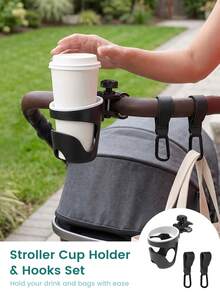 1pc Universal Cup Holder, Tool-Free Quick Installation, 360° Rotating, Stroller/Bicycle/Wheelchair Beverage Cup Holder - Multicolor - View 2