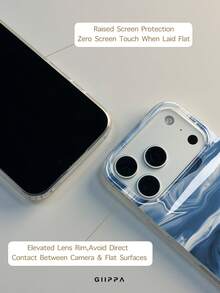 GIIPPA 1件 藍色漸層液態大理石流體圖案設計手機殼，適用於 Phone 17 Pro Max，兼容 Phone 16 Pro Max、15 Pro Max、14 Pro Max，韓系高端時尚趣味手機殼，適合 11/12/13/14/15/16 Pro Max Plus，男女皆宜的優雅設計，聖誕節、情人節、復活節、婚禮季和生日送給女友的完美禮物！ - 藍色 - 查看 6