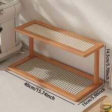 1 cái kệ lưu trữ mặt bàn gỗ 2 tầng với khay đục lỗ và 2 cột đỡ, giá đựng cốc và ly nhỏ gọn cho mặt bếp, trạm cà phê, bàn trang điểm phòng tắm, bàn trang điểm, bàn làm việc và sắp xếp đồ dùng trong nhà, không bao gồm các vật phẩm trưng bày - Nhiều màu - Xem 11