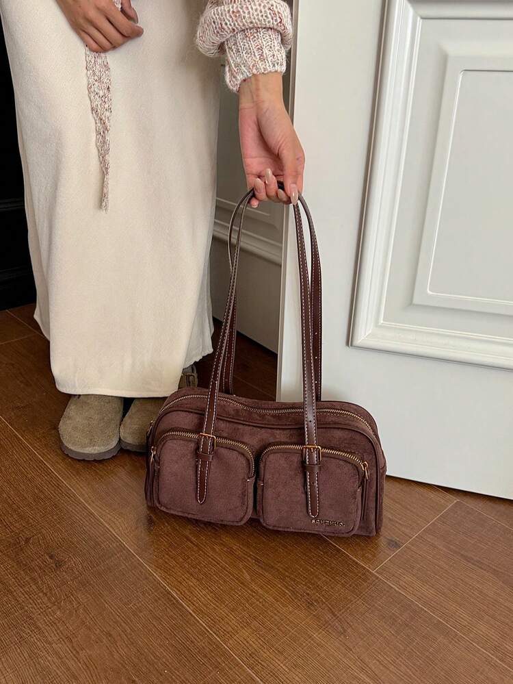 SIMUTINE Premium Niche Women's Bag, New Fashion Versatile Crossbody Bag, Super Popular Versatile Handheld Bowling Bag, PU Fabric, Adjustable Shoulder Strap, Daily Use Bag, Suitable For Shopping, Travel, Shopping, Work, University (Includes Pendant) - Coffee - View 11