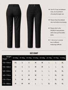 High Waist Double Button Design Trousers For School And Commute - Black - View 7